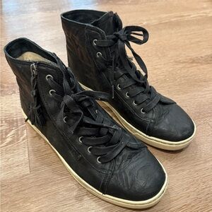 Black High-Top Sneakers with White Soles